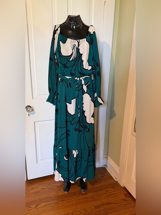 Premier Dresses & Skirts - Premier Amour Teal and White Floral Long-Sleeve Maxi Dress - NWT Size 10
